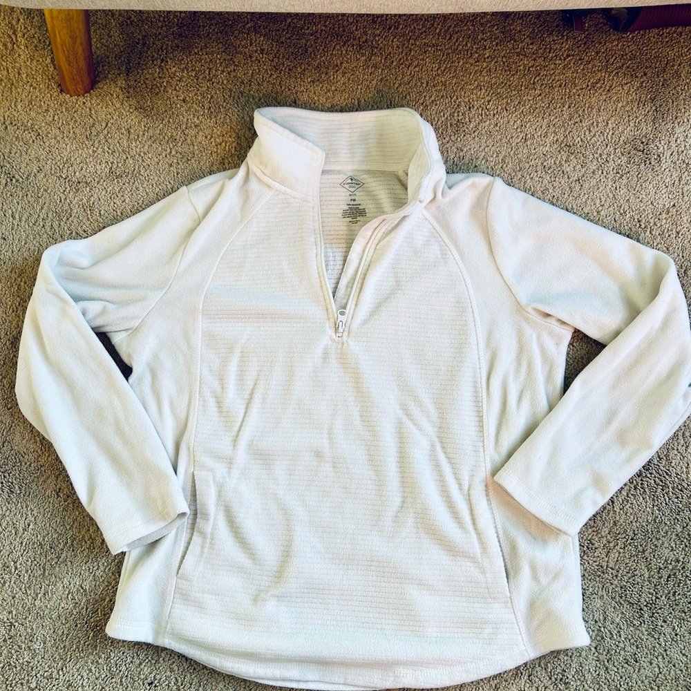 White Fleece Quarter-Zip Pullover